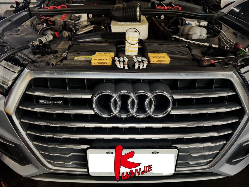 2016年 AUDI Q7 3.0CC 加速無力怠速抖動火星塞更換 積碳清洗